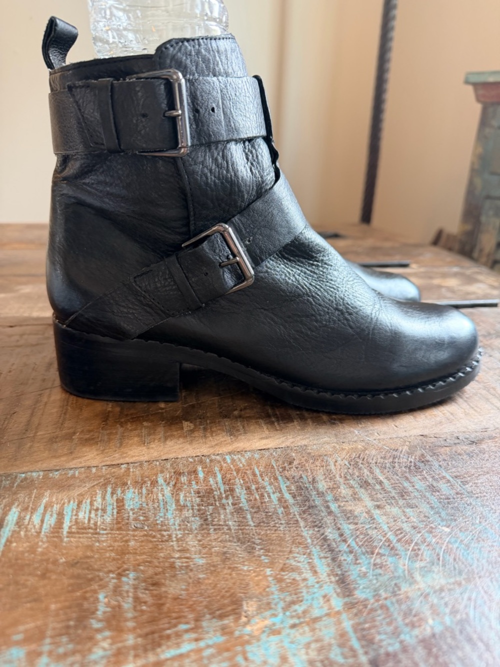 gentle souls black leather bootie